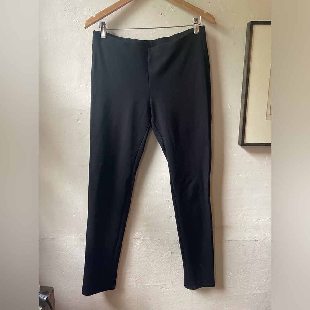 Eileen Fisher Classic Black Slim Stretch Jersey Pant Size Small Excellent